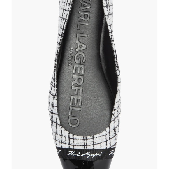 Karl Lagerfeld Zofia Ballet Flats in Black and White NWT - Picture 4 of 6
